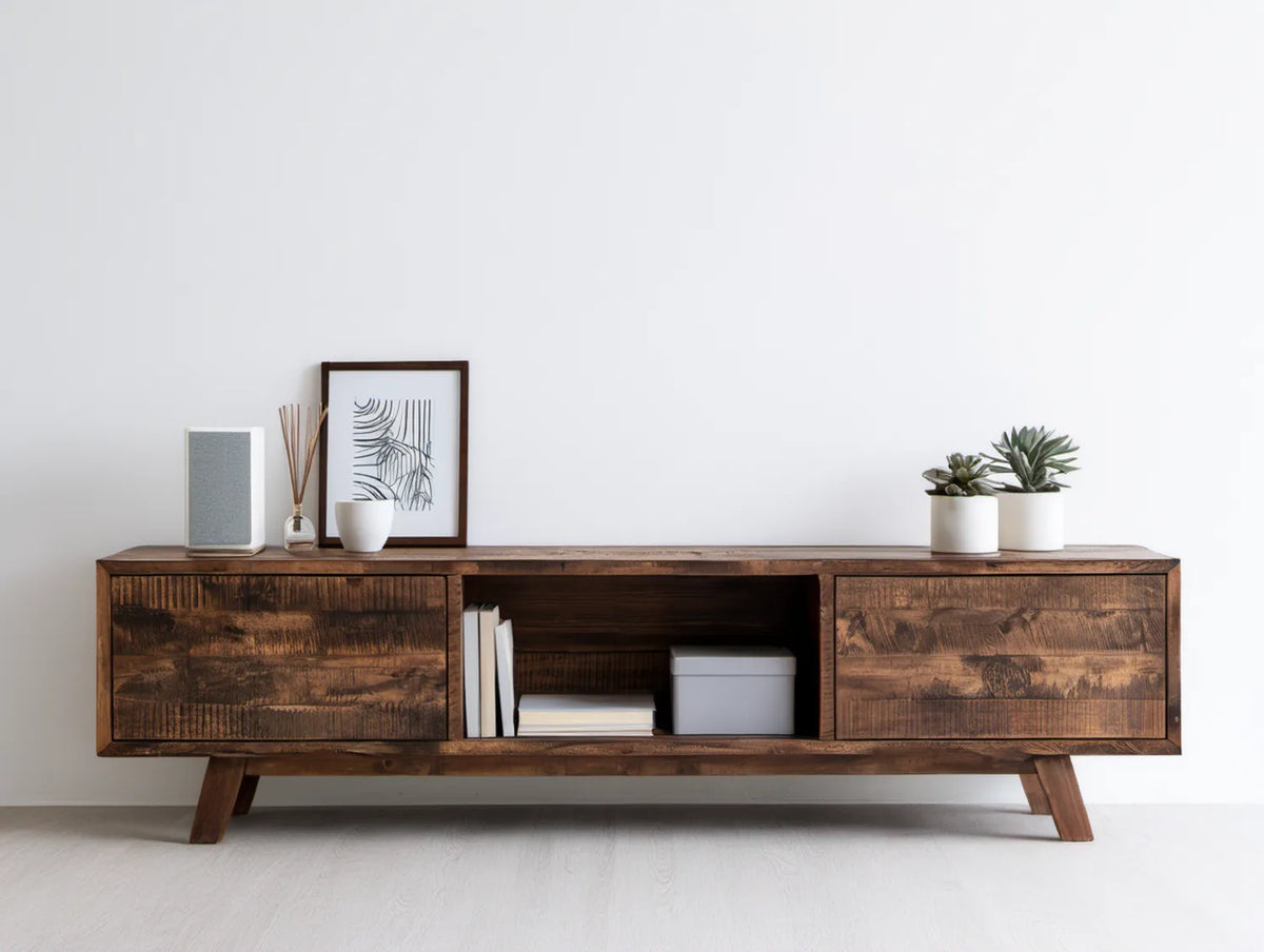 Brązowa szafka RTV z litego drewna mango 160 x 40 x 55 cm