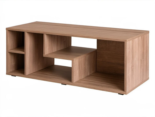 Brązowy stolik kawowy z półkami, płyta laminowana 120 × 60 × 45 cm