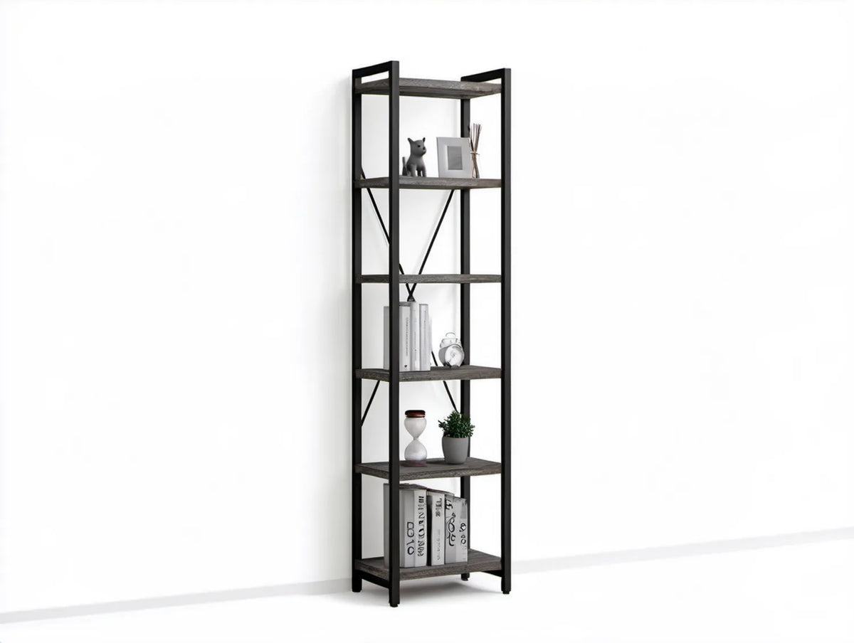Regał industrialny 6 półek 60 x 30 x 180 cm czarny/ciemnobrązowy