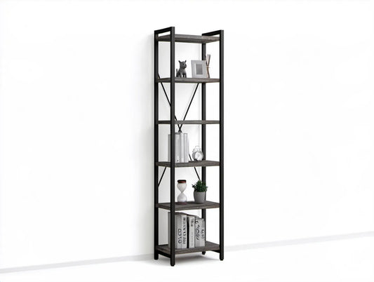 Regał industrialny 6 półek 60 x 30 x 180 cm czarny/ciemnobrązowy
