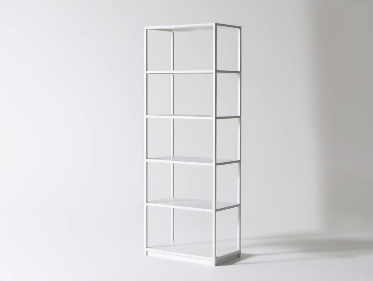 Biały regał stalowy z półkami MDF, 80 × 30 × 180 cm, 5 półek