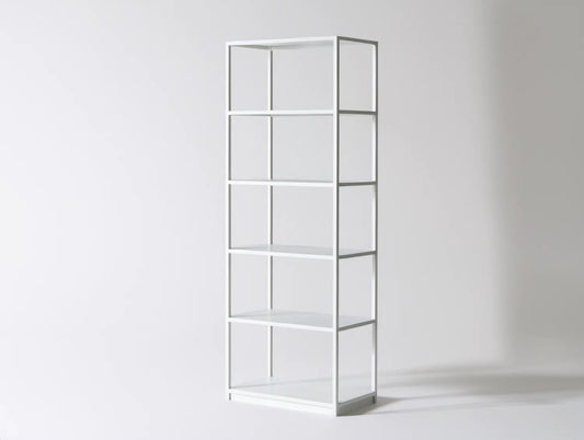 Biały regał stalowy z półkami MDF, 80 × 30 × 180 cm, 5 półek