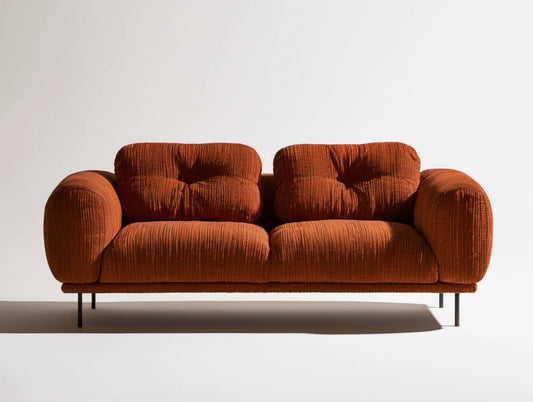 Dwuosobowa sofa rdzawobrązowa z prążkowanej tkaniny, 180 × 90 × 82 cm