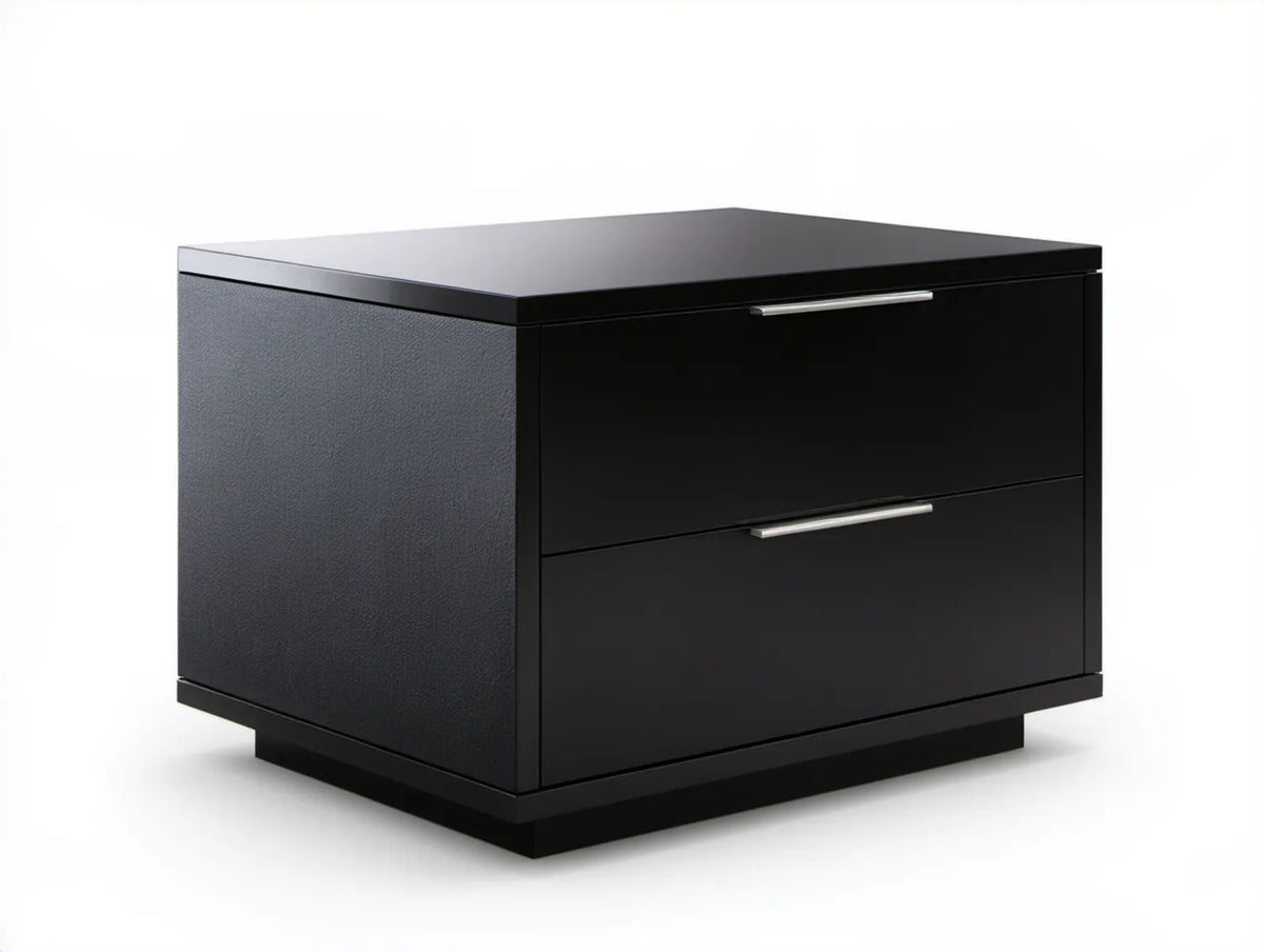 Czarna szafka nocna z MDF 50 x 40 x 45 cm z 2 szufladami