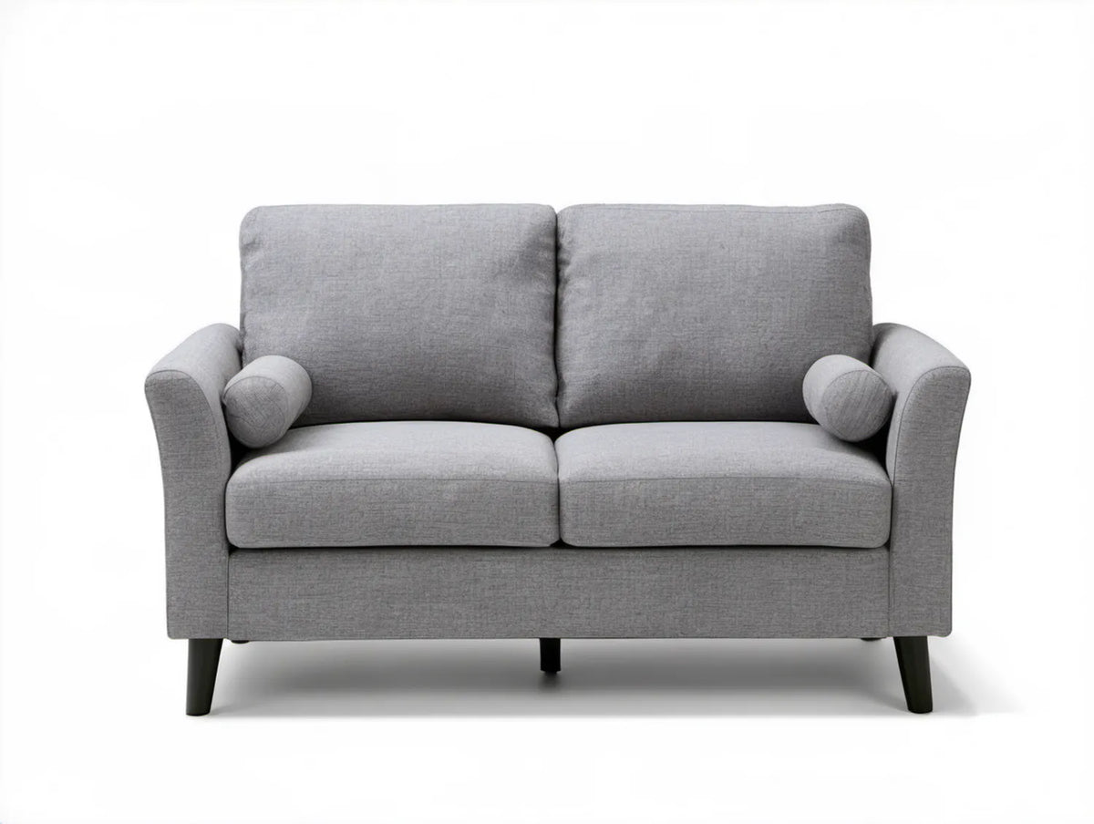 Szara sofa dwuosobowa z tapicerką poliestrową 150 x 85 x 85 cm