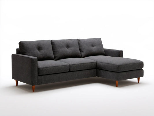 Prawostronna sofa narożna z szezlongiem grafitowo-brązowa 230 x 150 x 85 cm