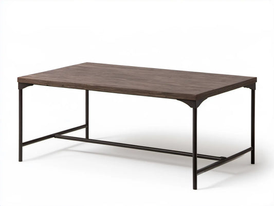Prostokątny stolik kawowy 120 x 60 x 45 cm orzechowy/czarny z blatem MDF i stalową ramą