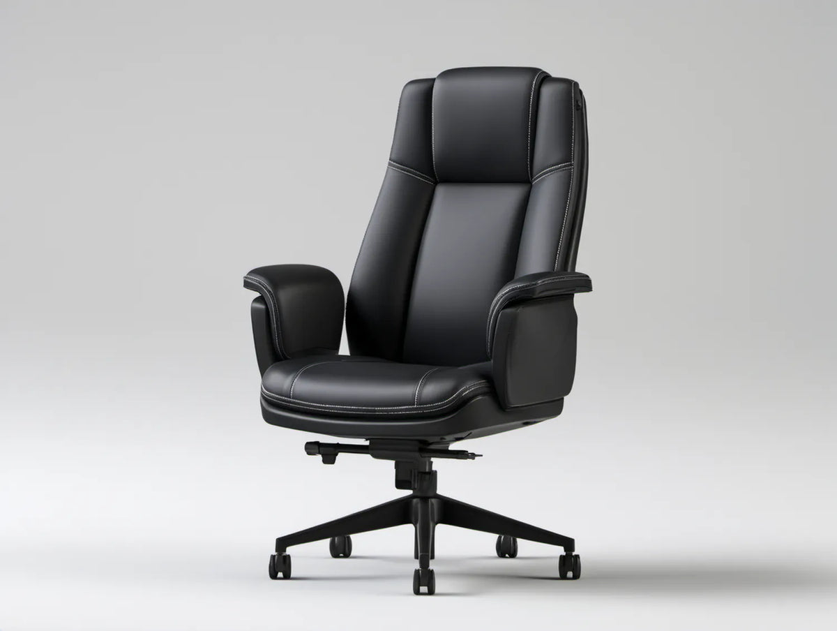 Czarny fotel obrotowy z tapicerką PU 120–130 × 68 × 70 cm