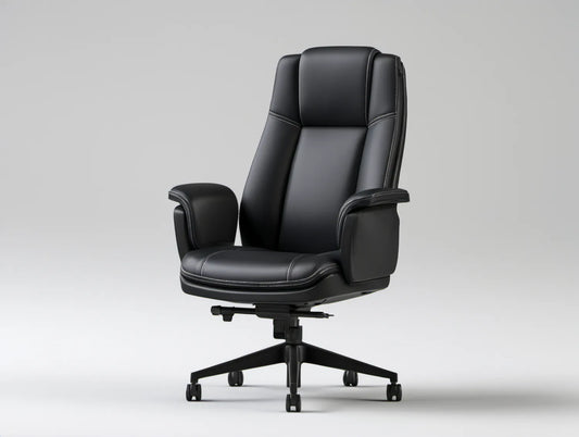 Czarny fotel obrotowy z tapicerką PU 120–130 × 68 × 70 cm